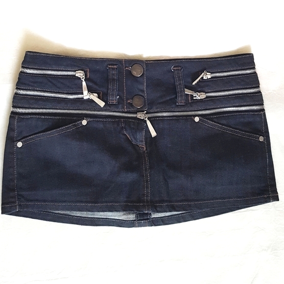 Italian Biker Skort💙90's Blue Denim Mini Skort💙 Heans Short-Skirt - Picture 2 of 15